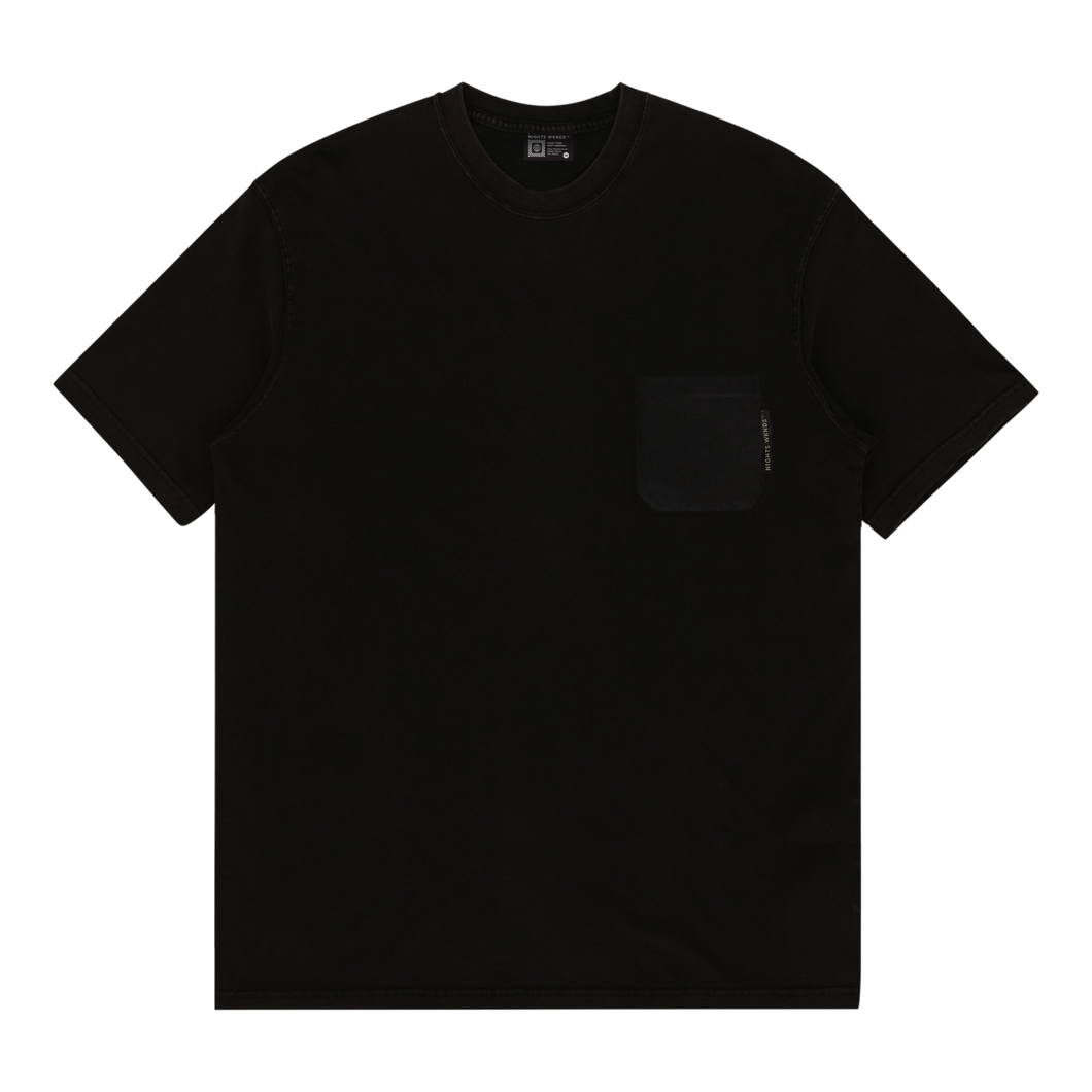 BOXY FRENCH TERRY POCKET TEE - Black