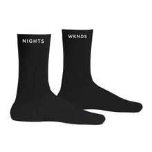 Load image into Gallery viewer, &quot;NIGHTS WKNDS&quot; SPORT CREW SOCKS - Black