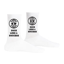 Load image into Gallery viewer, &quot;SUCK LESS 4 SUCCESS&quot; SPORT CREW SOCKS - White