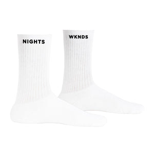 "NIGHTS WKNDS" SPORT CREW SOCKS - White